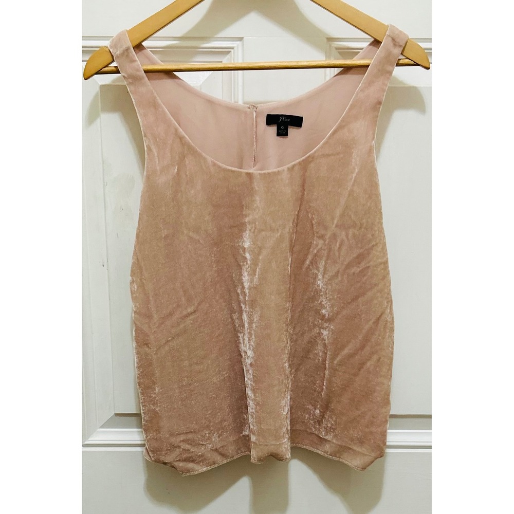 J.Crew Womens Dusty Rose Crushed Velvet Scoop Neck Tank Top Blouse J4925 Size 6